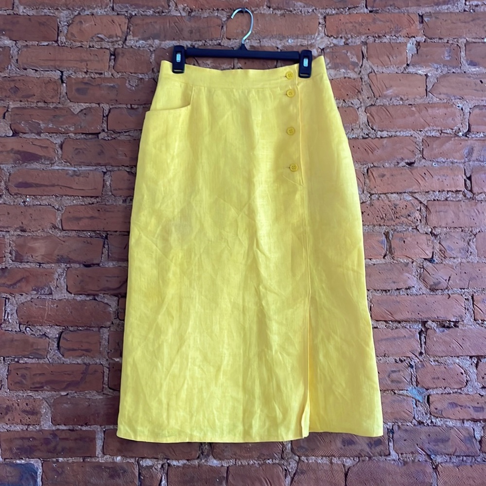 Vintage Italian Linen Midi Skirt